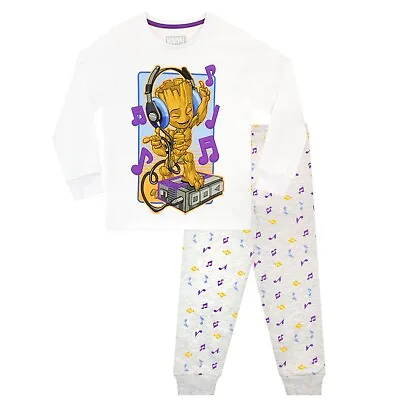 Buy I Am Groot Pyjamas Kids Girls 4-12 Years Loungewear PJs Pyjama Set PJs Set White • 17.99£