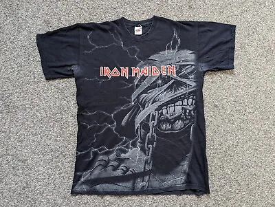 Buy Iron Maiden Shirt Adult Medium Black Rock Powerslave Mummy Band AOP Mens • 24£