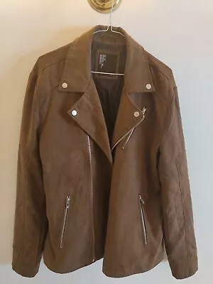 Buy Terranova Cotton Biker Jacket Saints Style Brown Summer Cool GC+ • 4.99£