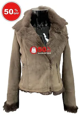 Buy Ladies B3 Shearling Fur Grey Sheepskin Flying Aviator Bomber Leather Jacket P338 • 112.50£