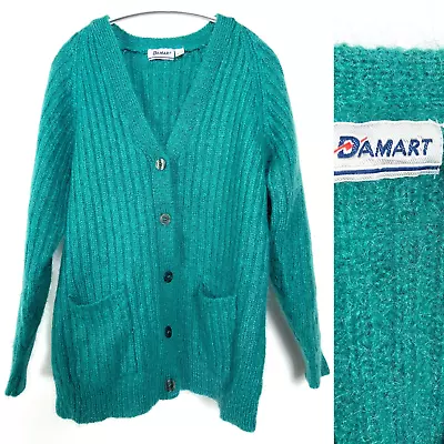 Buy Vintage Turquoise Green Mohair Cardigan Jumper Christmas. M • 38£