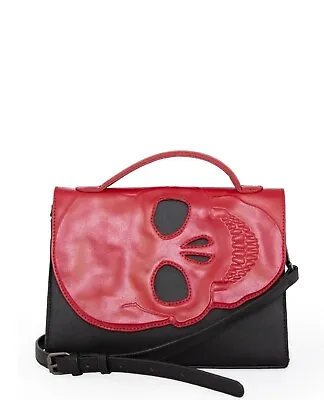 Buy BANNED Apparel Red Gothic Punk Emo Skull Flap Tenebris Shoulder Bag Handbag • 34.99£