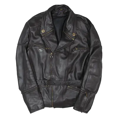 Buy Skull Mens Biker Jacket Black Leather L • 46.99£
