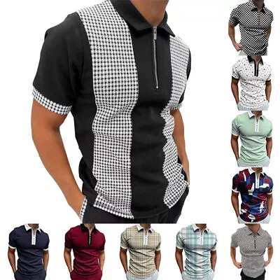Buy Mens T Shirts Short Sleeve Summer Tops Men Solid Color Beach Knit Spliced Blouse • 15.99£