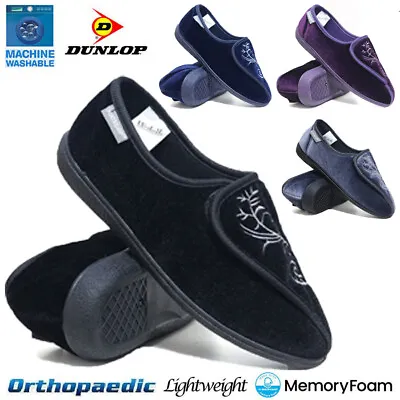 Buy Ladies Dunlop Orthopaedic Slippers Diabetic Winter Warm Easy Close Wide Shoes • 9.95£