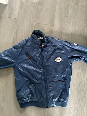 Buy FILA Jacket Retro Navy Blue Size Small • 40£