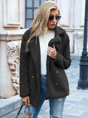 Buy Womens Teddy Bear Coats Jacket Winter Fleece Fur Long Sleeve Cardigans Overcoat • 17.99£