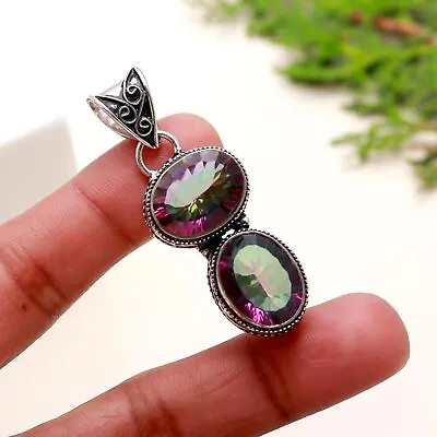 Buy Mystic Topaz Gemstone Pendant 925 Sterling Silver Vintage Jewelry Gift For Her • 17.09£