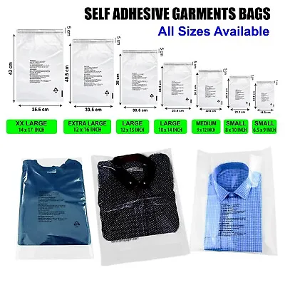 Buy Garment Bags Clear Cellophane Plastic Self Seal Packaging I.e Clothing, T-Shirts • 126.95£