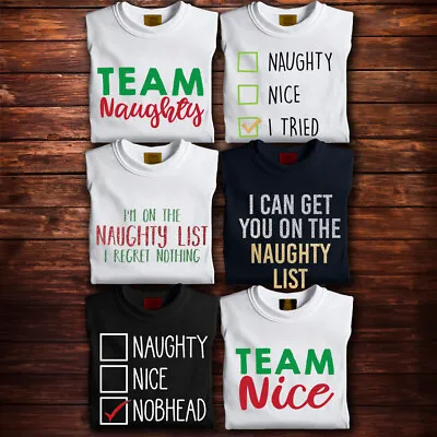 Buy Ladies Naughty And Nice Christmas T Shirt Cheeky Xmas Party Pyjama Gift Top • 13.99£