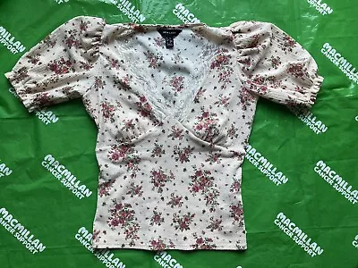 Buy CHARITY New Look Floral Top With Lace Detail, Size 6 • 3£