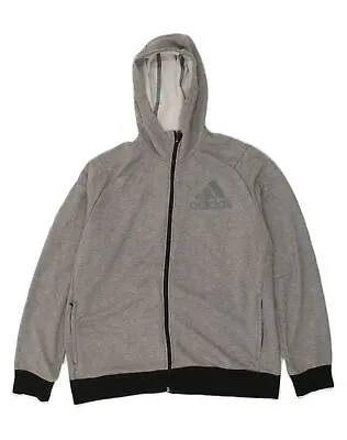 Buy ADIDAS Mens Zip Hoodie Sweater XL Grey Polyester SE07 • 12.81£