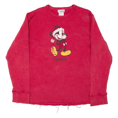 Buy DISNEY Mickey Mouse Christmas Mens Jumper Red Waffle Knit L • 14.99£