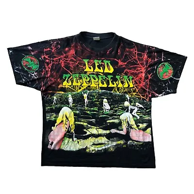 Buy Vintage 1992 Led Zeppelin Houses Of The Holy T Shirt All Over Print Size XL • 230£