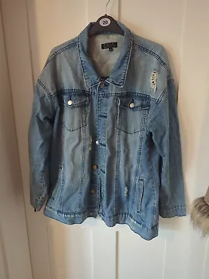 Buy Ladies Ripped Style Denim Jacket Size 16 • 5£
