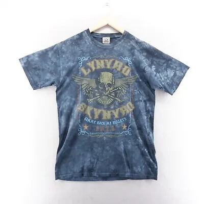 Buy Vtg Lynyrd Skynyrd T Shirt Medium Blue Tie Dye Skull Liquid Blue 00s Y2K • 28.99£