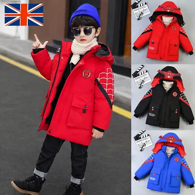 Buy For Kids Boys Spiderman Hooded Jacket Winter Coat Parka Girl Outerwear Size Gift • 24.16£
