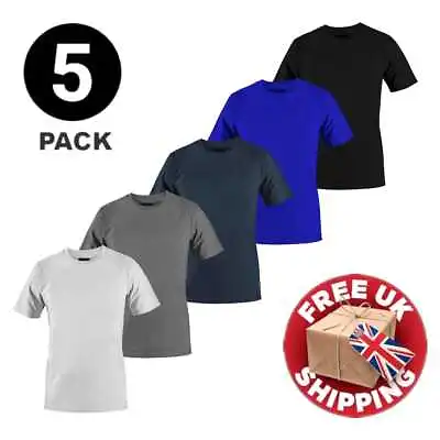 Buy Mens Plain T-Shirts Multipack 5 Pack 100% Cotton Blank Short Sleeve New Tee Gym • 16.99£