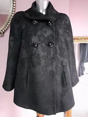 Buy *TU* Ladies Black Floral Jacket 14 Double Breasted  • 9.99£