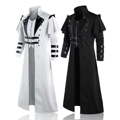 Buy Mens Windbreaker Coat Halloween Medieval Vintage Coat Men's Long Jacket Gothic • 15.55£