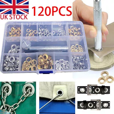 Buy 120x Grommets Durable Clothing Metal Eyelets Button Set Installation Tools Kit • 5.98£