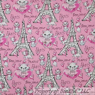 Buy BonEful FABRIC FQ Cotton Quilt VTG Pink B&W Aristocat Disney Kitty Cat Paris Dot • 5.78£