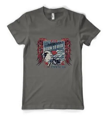 Buy America Born To Ride Wings Motorcycle Route 66 Personalised Unisex Adult T Shirt • 13.99£