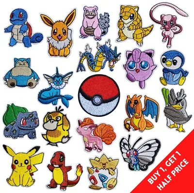 Buy Pokemon Japanese Iron On Patches Embroidered Sew On Pikachu Monsters Clothes • 2.35£