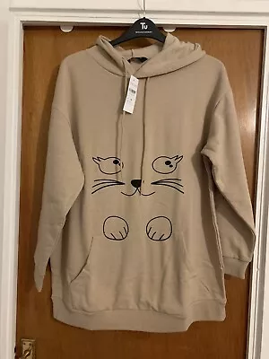 Buy BNWT Cat Face Printed Sweatshirt Hoodie By Yours Size 16 - Large Front Pocket • 14.99£