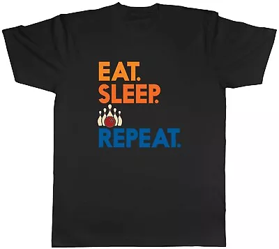 Buy Eat Sleep Bowling Mens T-Shirt Bowler Bowling Bowl Sports Game Competition Tee • 8.99£