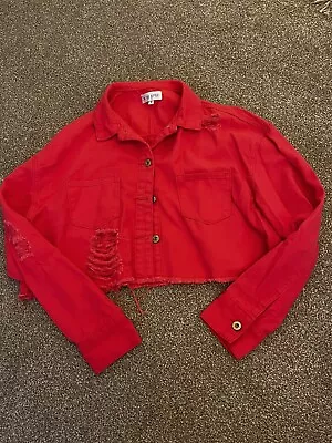 Buy Ladies Distressed Cotton Denim Type Coral Jacket By In The Style Size 10 • 4.50£