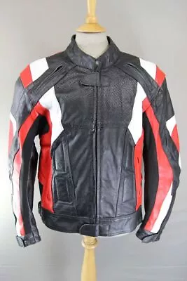 Buy Texpeed Black, Red & White Leather Biker Jacket With Ce Armour 44-46 In/x Large • 69£