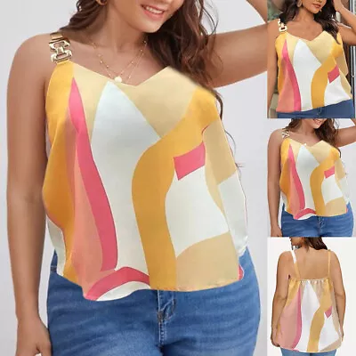 Buy Plus Size Women Sleeveless Strapless Colorblock T-shirts Ladies Loose Blouse Top • 11.09£