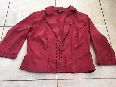 Buy M&S Ladies Linen Jacket Size 16 Brick Red  With Black Stitch Detail • 14£