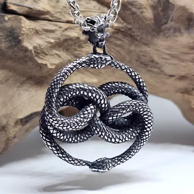 Buy Snake Ouroboros Pendant Necklace 22  Chain Talisman Two Snakes Auryn Jewellery • 12.95£