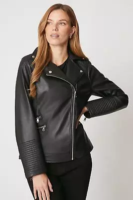 Buy WALLIS Black Faux Leather Biker Jacket • 31.60£