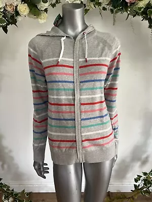 Buy Joules Witham Hoodie Cardigan Size 10 Zip Up Grey Multi Stripe Fine Knit OM87  • 24.99£
