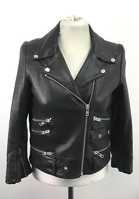 Buy The Kooples Leather Biker Style Black Jacket Ladies Lambskin - Size XS • 150£