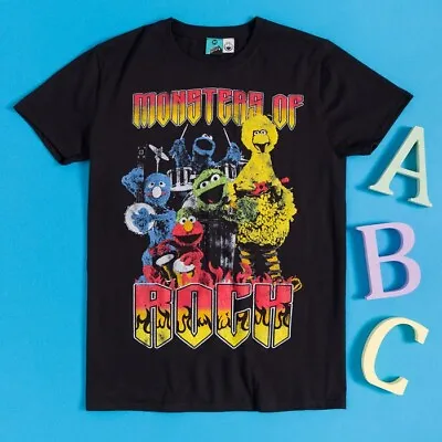 Buy Official Sesame Street Monsters Of Rock Black T-Shirt : S,M,L,XL,XXL,3XL,4XL • 19.99£