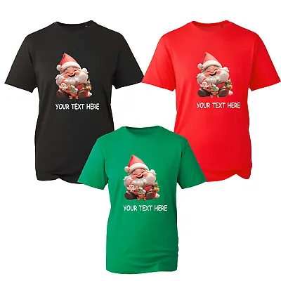 Buy Personalsied Santa Cartoon Santa Smile Kids Your Name Merry Christmas T-Shirt • 13.99£