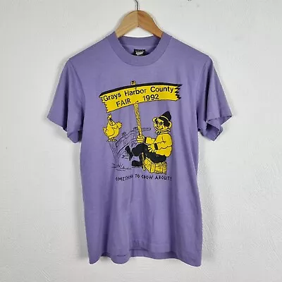 Buy Vintage 1992 Grays Harbour County Fair T Shirt Mens Medium Purple Single Stitch • 13.95£