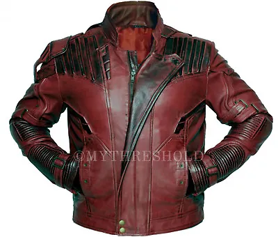 Buy Guardians Of The Galaxy 2 Star Lord Chris Pratt Maroon Real Leather Jacket • 101.98£