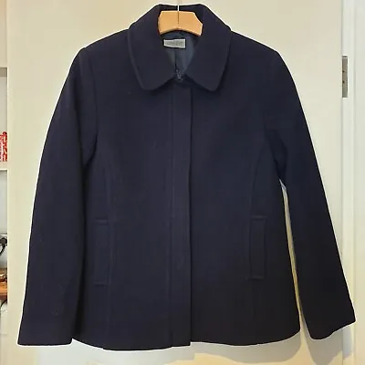 Buy GRAZIA Ladies UK 14 JACKET COAT Navy Blue Wool Cashmere Blend HIDDEN BUTTONS • 19£