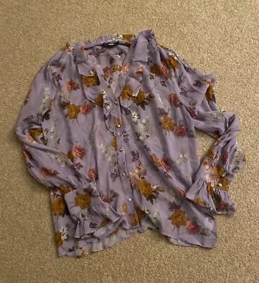 Buy Paige Womens Purple Floral Ruffle Silk Blouse Size Small • 46.41£