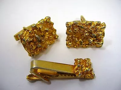 Buy Vintage Men's Jewelry Set: Chunky Gold Tone Some Surface Wear • 18.89£