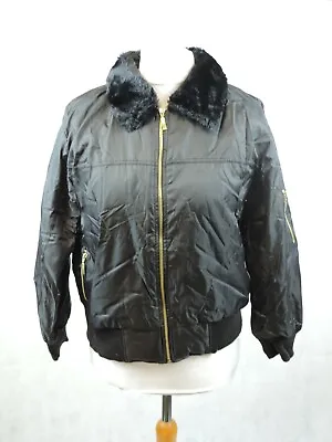 Buy New Look Black Bomber Jacket With Fur Collar UK 16 RRP £39.99 LN019 EE 06 • 34.99£
