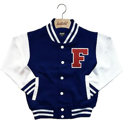 Buy Kids Varsity Baseball Jacket Personalised With Genuine Us College Letter F • 29.95£