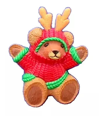 Buy Hallmark PIN Christmas Vintage BEAR REINDEER Sweater Teddy Holiday Brooch • 8.50£