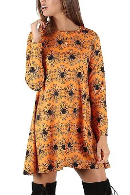 Buy Women Ladies Skull Jewel Scary Pumpkin Halloween Fancy Costume Smock Swing Dress • 6.99£