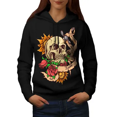 Buy Wellcoda Skull Death Womens Hoodie, Funeral Grave Casual Hooded Sweatshirt • 28.99£